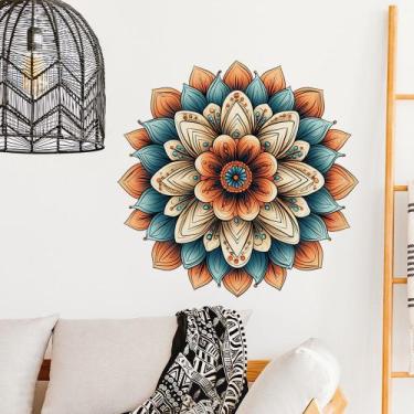 Imagem de Adesivos de parede Mandala Floral Pattern PVC 59x58cm Self-Ad - yiweis