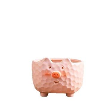 Imagem de Vaso de flores Vaso de cerâmica fofo em forma de porco - yiweisai