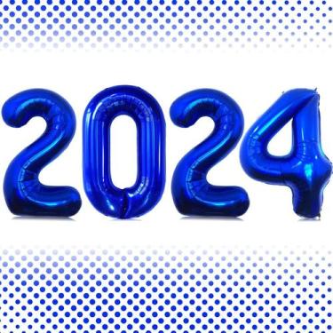 Imagem de Balão Lovoir 2024 número 2024 azul marinho 1m para o ano novo
