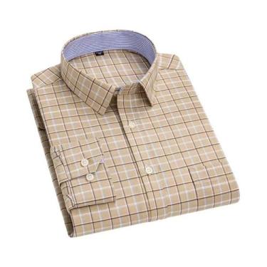 Imagem de Camisa Formal Casual De Algodão Com Botões Em Xadrez Para Homens Taman