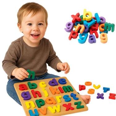 Imagem de Tabuleiro Alfabeto Minusculo ABC Pedagógico Educativo MDF - Pais e Fil