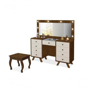 Imagem de Penteadeira Com Espelho E Banqueta Mila Malbec E Off White