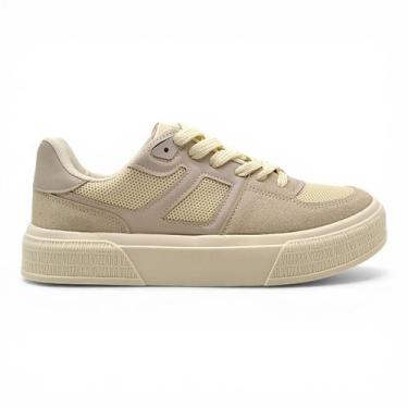 Imagem de Tenis Vizzano Feminino Casual Plataforma Urbano Conforto Luxo, Branco,