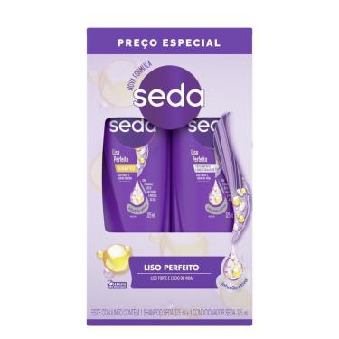 Imagem de Kit Shampoo e Condicionador Liso Perfeito 325ml Seda Alinhamento e Brilho para Cabelos...