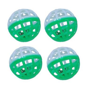 Imagem de Brinquedo Chalesco Bola para Gato com Guizo 40mm Verde c/ 4 unidades p