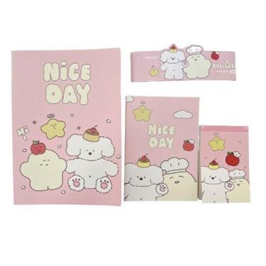 Imagem de Kit com 3 blocos de anotações modelo guji guji cor rosa - MINISO