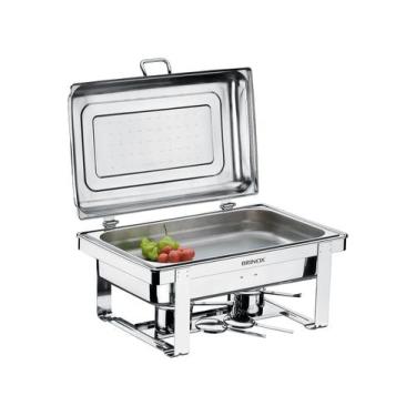 Imagem de Rechaud Retangular Duplo 8L com 2 Cubas 1/2 Banho Maria Aço Inox Savoy
