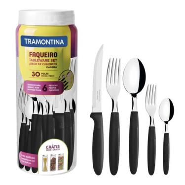 Imagem de Faqueiro Talheres Aço Inox Tramontina Ipanema 30 Peças Preto