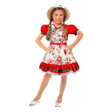 Imagem de Vestido de Festa Junina Infantil Fantasia Caipira Florido - Fantasias 