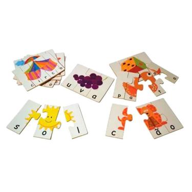 Imagem de Jogo Educativo de Soletrar Jogo Soletrando 48 Peças em Mdf para Leitura e Escrita Sonho de Criança