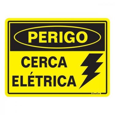 Imagem de Placa Sinalizacao Poliestireno 15X20 ''Perigo Cerca Eletrica'' 220Bs -