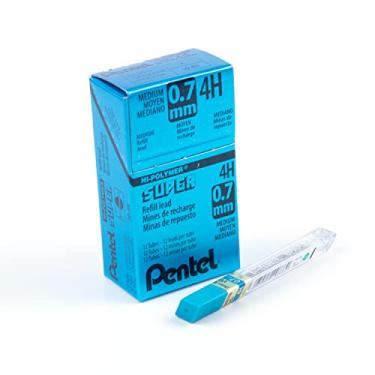 Imagem de Pentel Refil de chumbo super de alto polímero, 0,7 mm médio, 4H, 144 peças de chumbo (50-4H), cinza