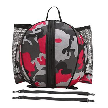 Imagem de Fancyes Mochila de, mochila de vôlei de futebol à 'água, bolsa de bola de futebol, bolsa de suporte de bola de treinamento com alça, VERMELHO