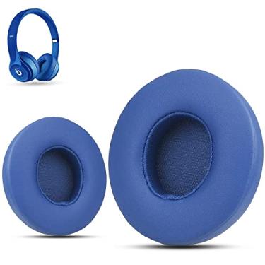 Imagem de Krone Kalpasmos Almofadas de substituição para fones de ouvido Beats Solo 2 e 3 sem fio/com fio, almofada de ouvido premium de couro de proteína com kits, excelente conforto e fácil de instalar – azul