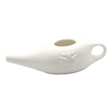 Imagem de Newmind Pote de cerâmica Neti portátil durável para enxaguamento sinusal nasal de 250 ml, pote para limpeza nasal, limpeza nasal, lavagem do nariz – Branco