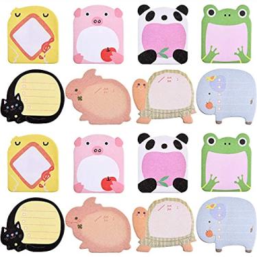 Imagem de 16 peças de notas adesivas fofas de desenho animado animal notas adesivas Kawaii autoadesivas notas notas para crianças estudantes casa escritório escola páscoa coelhinho presentes suprimentos