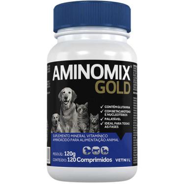 Imagem de Suplemento Vitamínico Vetnil Aminomix Gold 120 g para Cães e Gatos - 120 Comprimidos