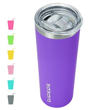 Imagem de BJPKPK Copo skinny de aço inoxidável de 590 ml, caneca de sublimação de café gelado, copo térmico com tampa, roxo