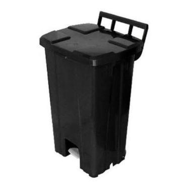 Imagem de Lixeira Quadrada Plastica De 100 Litros Com Roda E Pedal