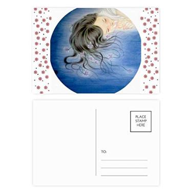 Imagem de Orquídea Fantasia Menina Estilo Chinês Aquarela Natal Flor Celebração Cartão Postal Bênção Cartão de correio