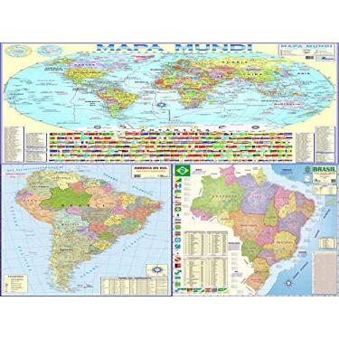Imagem de KIT COM 3 MAPAS - MUNDI, AMÉRICA DO SUL E BRASIL - POLÍTICOS