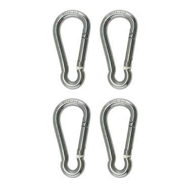 Imagem de 4 peças de mosquetão de aço inoxidável 316 com gancho de mola sem mosquetão de olho (6 mm) de grau marítimo
