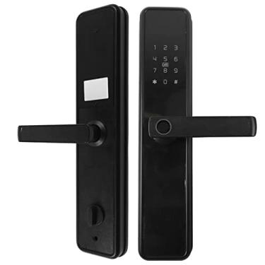 Imagem de Fechadura de porta com impressão digital, 5 em 1, fechadura inteligente sem chave com maçaneta, cartão de controle remoto, senha, maçaneta biométrica eletrônica, fechadura com campainha para apartamento