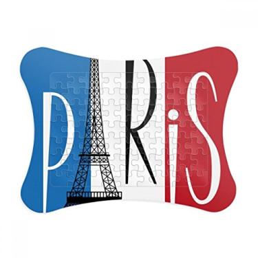Imagem de Moldura de quebra-cabeça com a bandeira nacional da França Torre Eiffel Paris Decoração de imagem Enfeite de jogo