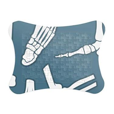 Imagem de Moldura de quebra-cabeça de ilustração de desenho animado azul esqueleto humano decoração de imagem ornamento de jogo quebra-cabeça
