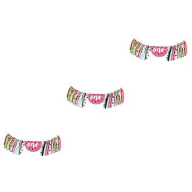 Imagem de Gadpiparty 3 Pecas bandeira de aniversário guirlanda de cadeira alta decoração de festa de 1 ano ornamento bandeira de cadeira de jantar decoração de banner melancia corda garoto garota Pano