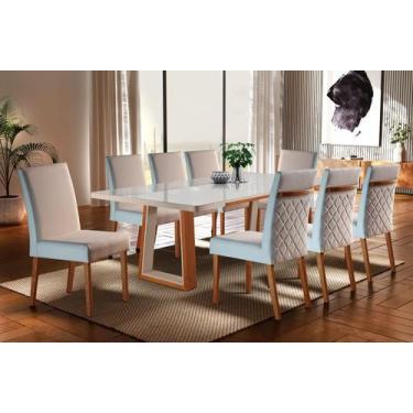 Imagem de Sala De Jantar Moderna Madeira Maciça 8 Cadeiras 2,20X1,10M - Reali -
