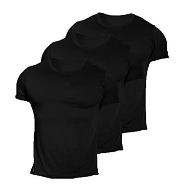 Imagem de Kit 3 Camisetas Masculina Blusa Academia Exercício Dry Fit Sport Preta (GG)