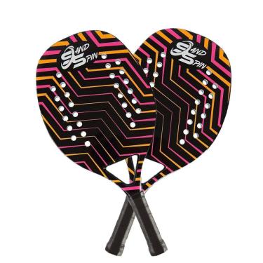 Imagem de Kit 2 Raquetes de Beach Tennis Sand Spin Aloha Fibra de Carbono Rosa