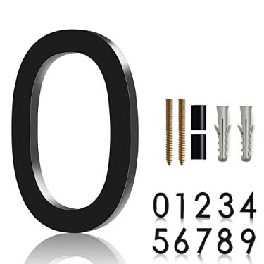 Imagem de Número de casa de sombra flutuante para uso externo - Números de endereço de casa moderna grande de 12 cm com kit de unhas, placa de endereço de acrílico preto para decoração de caixa de correio,