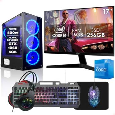 Imagem de PC Gamer Completo Intel Core i5 16GB SSD 256GB GeForce GTX 1060 5GB Monitor 17" Kit Gamer Fonte 400W Strong Tech