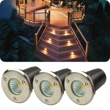 Imagem de Kit 3 Balizadores Spot Led Cob 3W IP66 Bivolt De Embutir Piso Chão Gra