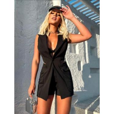 Imagem de Macacão feminino blazer c/ botões e top 9151 - BlogStore, Preto, GG