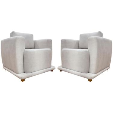 Imagem de Kit 2 Poltronas Decorativas Bridge Para Sala Recepção Escritório Cadeira Moderna Boucle Premium Bege