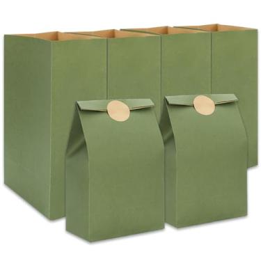 Imagem de Whaline 24 peças de sacos de lembrancinha de festa verde sálvia sacos de presente de papel kraft com adesivos, sacos de guloseimas para casamento, chá de bebê, festa de aniversário, embrulho de