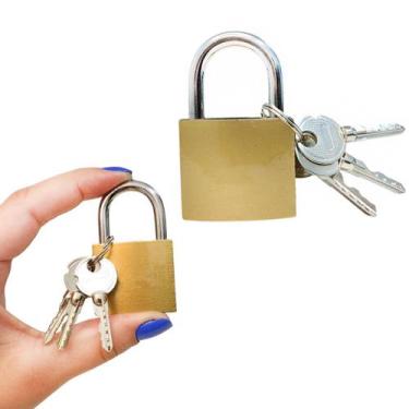 Imagem de Kit 2 Cadeados De Latão Com 3 Chaves Tetra Para Armarios 32mm Proteção