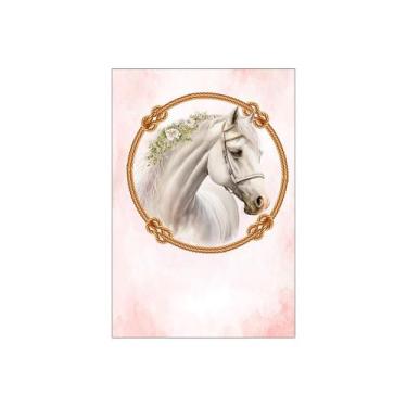 Imagem de Painel De Festa Vertical 1,50 x 2,20 - Cavalo Branco Com Rosa Aquarela