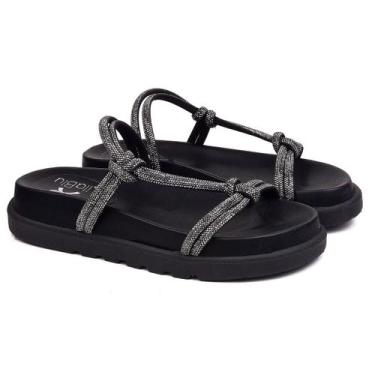 Imagem de Sandália papete feminina flat brilho marcella - LilaBlu, Preto, 39