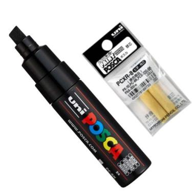 Imagem de Kit Posca PC-8K Preta + Refil - Uni-ball