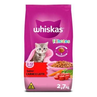 Imagem de Ração Whiskas Para Gatos Filhotes Sabor Carne E Leite 2.7kg