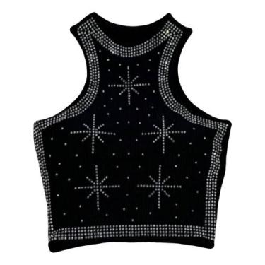 Imagem de Blusa Cropped Estilo Regatinha Gola Alta Com Brilho Luxo - NoBrand, Pr