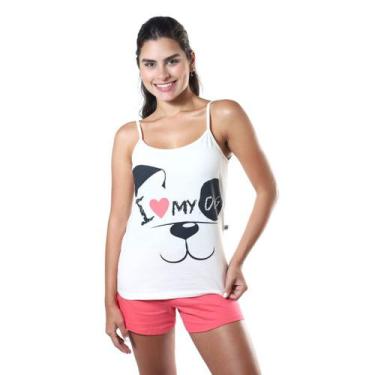 Imagem de Pijama Calor Feminino Verão Dog Empório Do Algodão, Vermelho, G2
