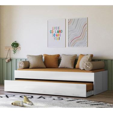 Imagem de Cama + Cama Auxiliar Ônix Flex Nature Branco Sem Colchão - Peternella 