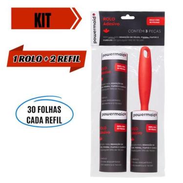 Imagem de Kit Rolo Adesivo 2 Refil Tira Pelos Bolinha Fiapos Roupa Total 90 Folh