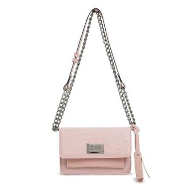 Imagem de Bolsa feminina pequena de ombro transversal com corrente rosa - CAMILA