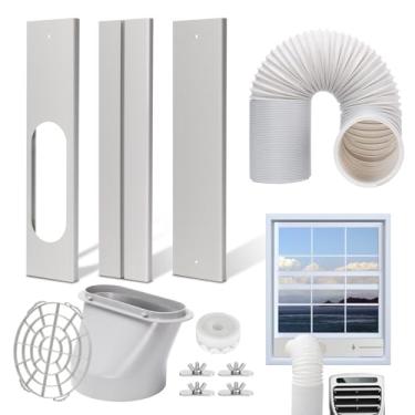 Imagem de BEWAVE Kit de ventilação de janela de ar condicionado portátil, kit de vedação ajustável com mangueira de 15 cm para unidade AC universal para janelas deslizantes horizontais ou verticais